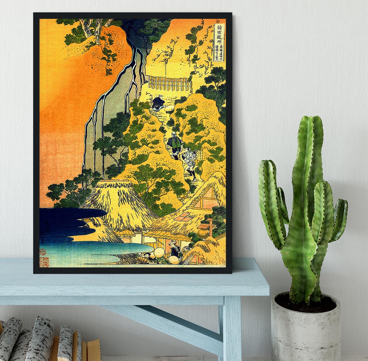 Waterfalls in all provinces by Hokusai Framed Print - Canvas Art Rocks - 2