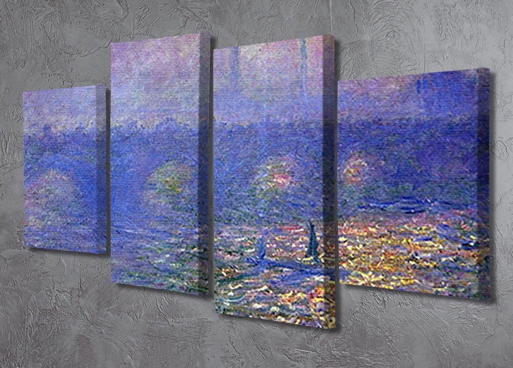 Waterloo Bridge by Monet 4 Split Panel Canvas - Canvas Art Rocks - 2