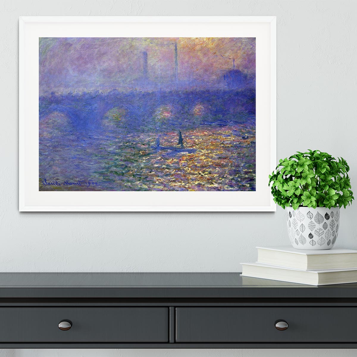 Waterloo Bridge by Monet Framed Print - Canvas Art Rocks - 5