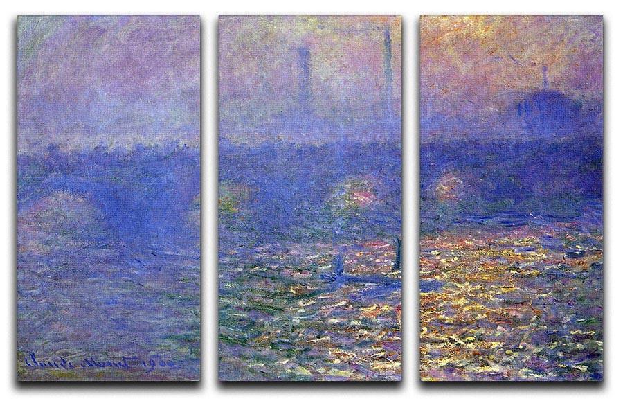 Waterloo Bridge by Monet Split Panel Canvas Print - Canvas Art Rocks - 4