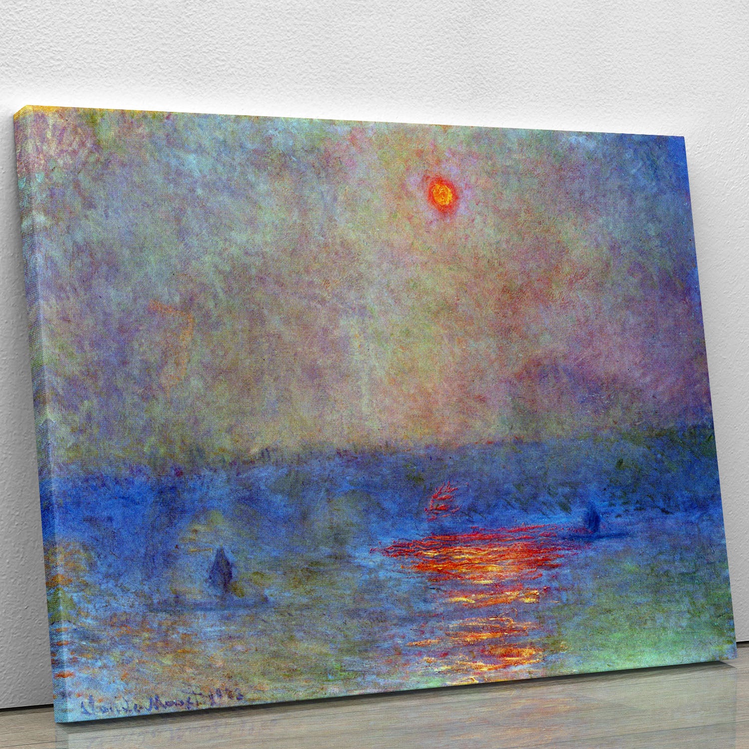 Waterloo Bridge the sun in the fog by Monet Canvas Print or Poster - Canvas Art Rocks - 1
