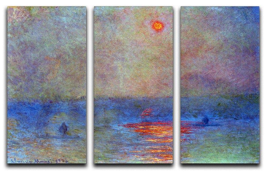 Waterloo Bridge the sun in the fog by Monet Split Panel Canvas Print - Canvas Art Rocks - 4