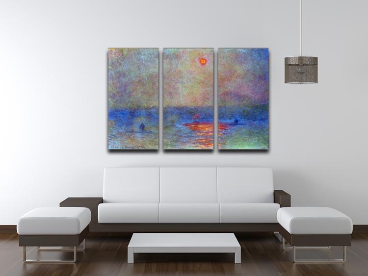Waterloo Bridge the sun in the fog by Monet Split Panel Canvas Print - Canvas Art Rocks - 4