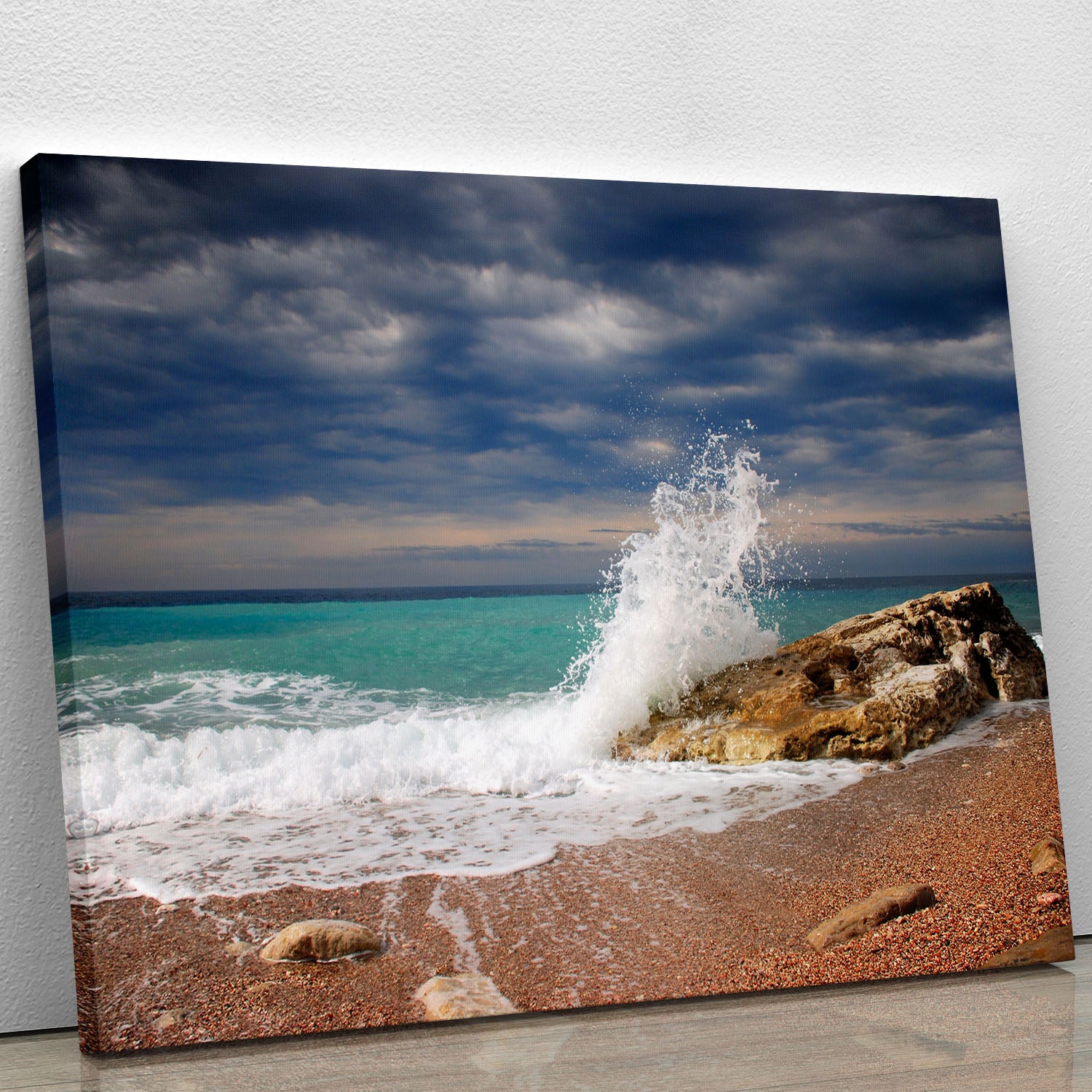 Wave crash on the stone Canvas Print or Poster - Canvas Art Rocks - 1