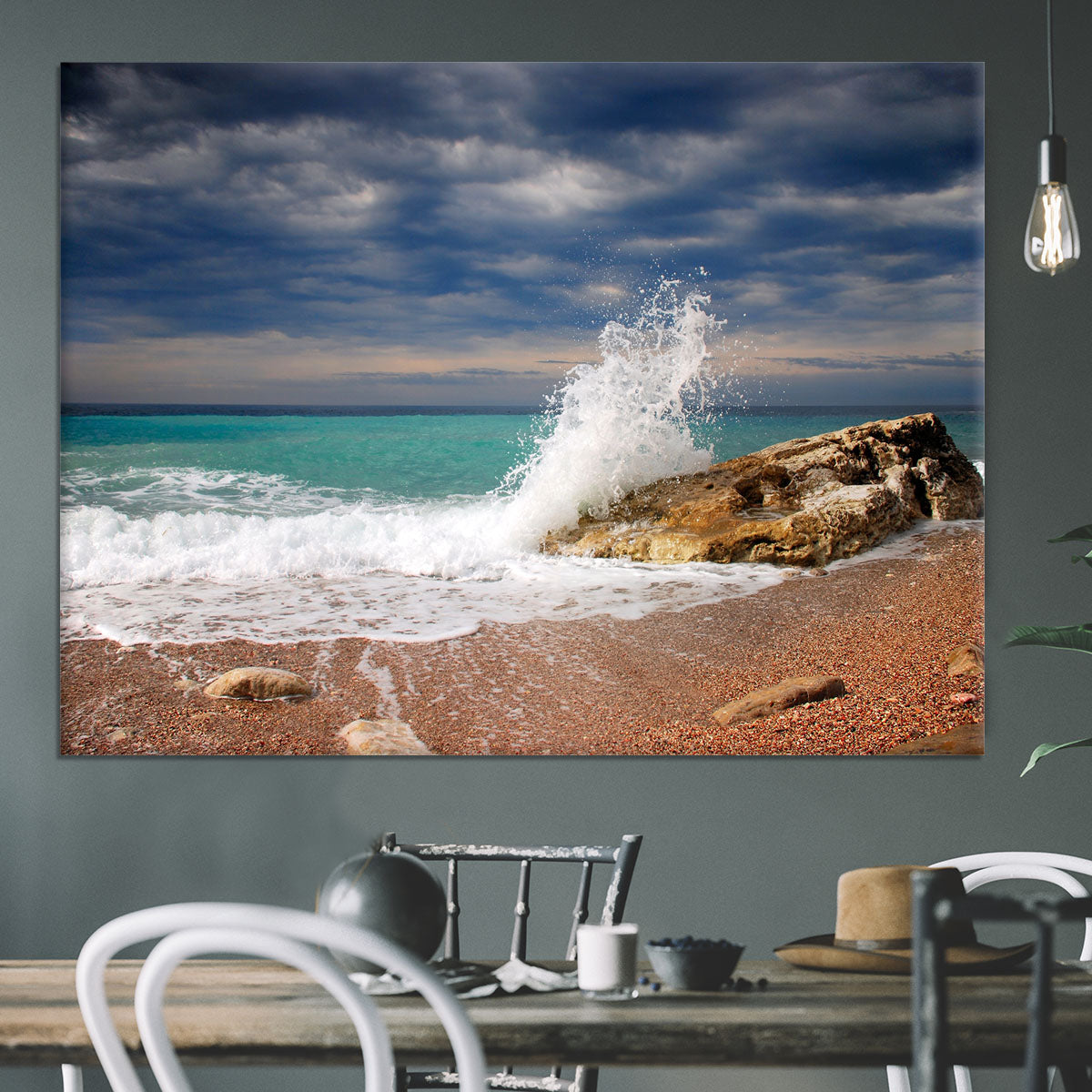 Wave crash on the stone Canvas Print or Poster - Canvas Art Rocks - 3