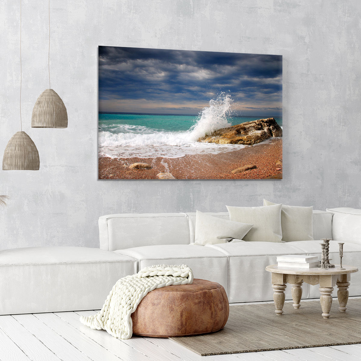 Wave crash on the stone Canvas Print or Poster - Canvas Art Rocks - 6