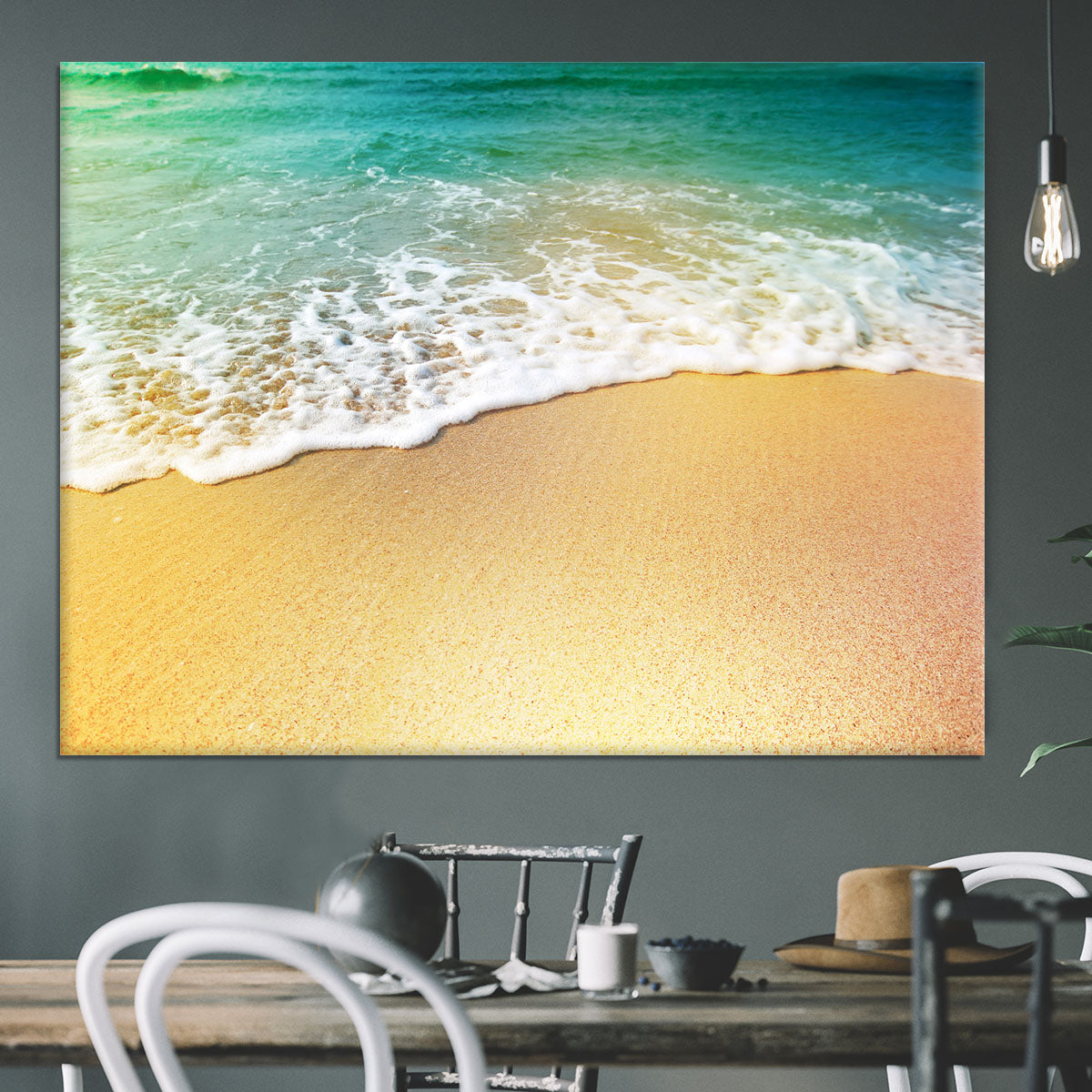 Wave of sea water and sand Canvas Print or Poster - Canvas Art Rocks - 3
