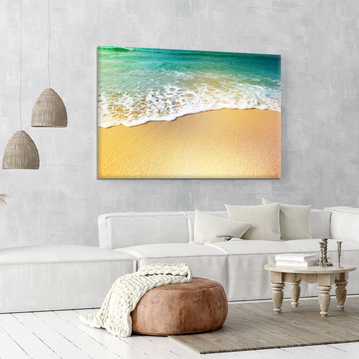 Wave of sea water and sand Canvas Print or Poster - Canvas Art Rocks - 6