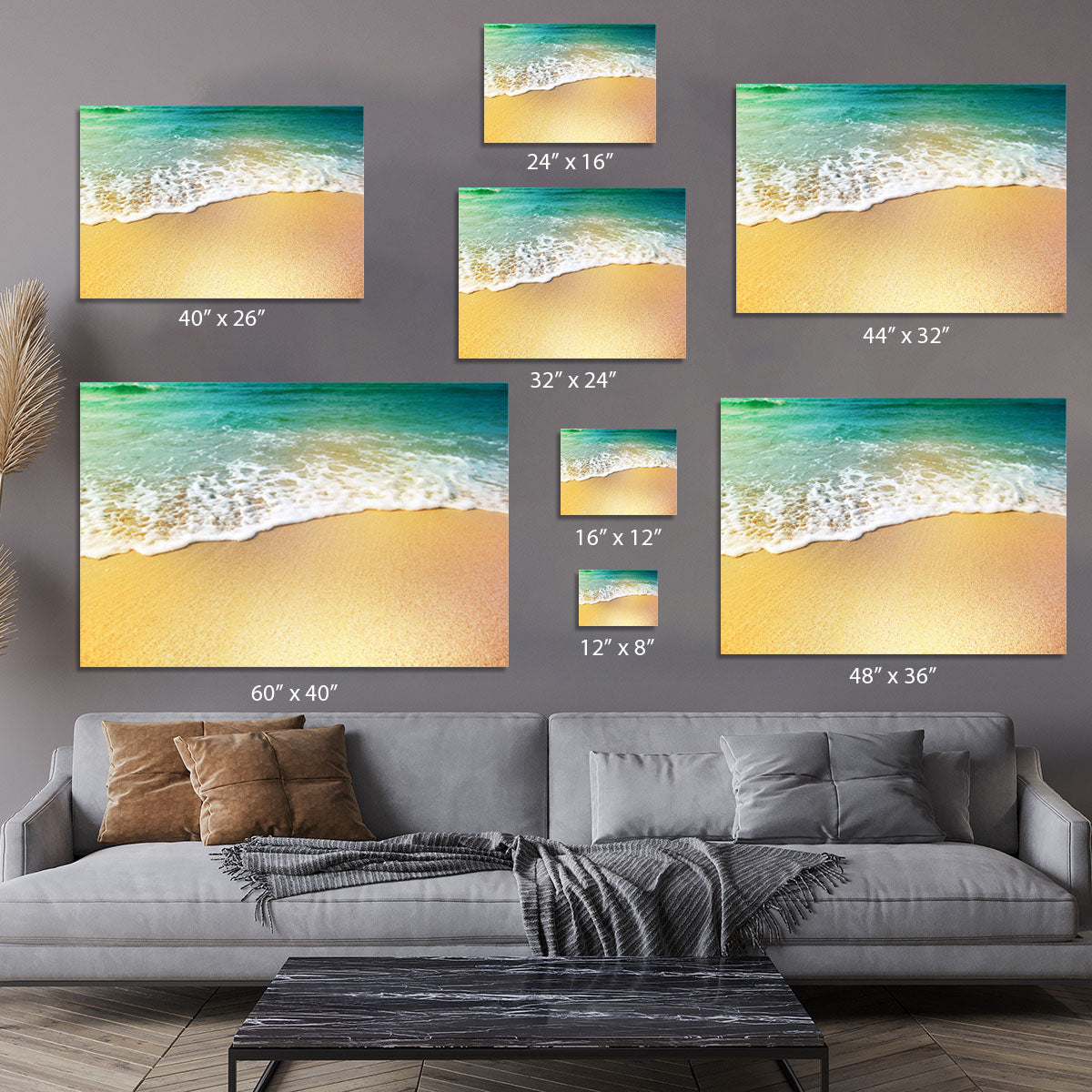 Wave of sea water and sand Canvas Print or Poster - Canvas Art Rocks - 7