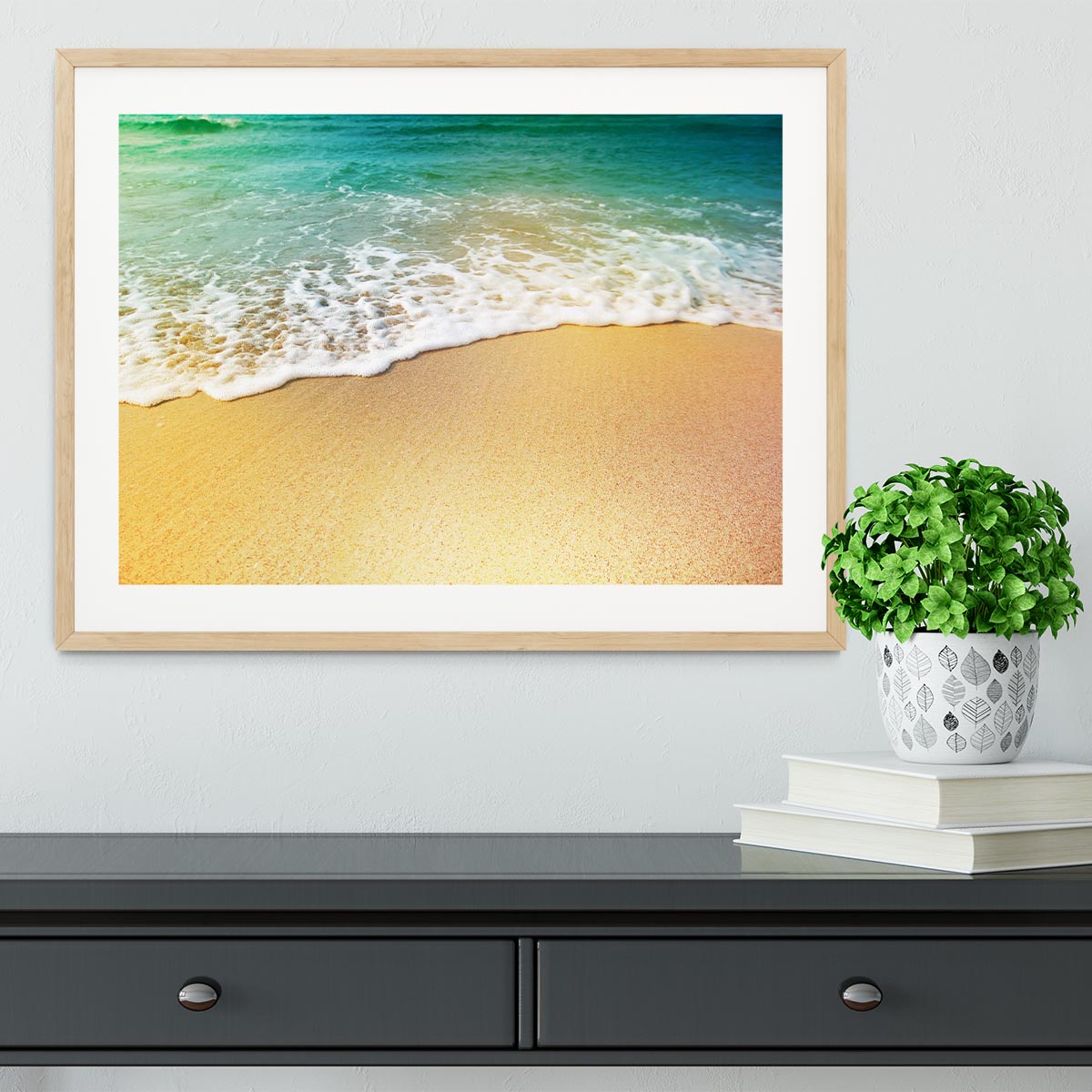 Wave of sea water and sand Framed Print - Canvas Art Rocks - 3