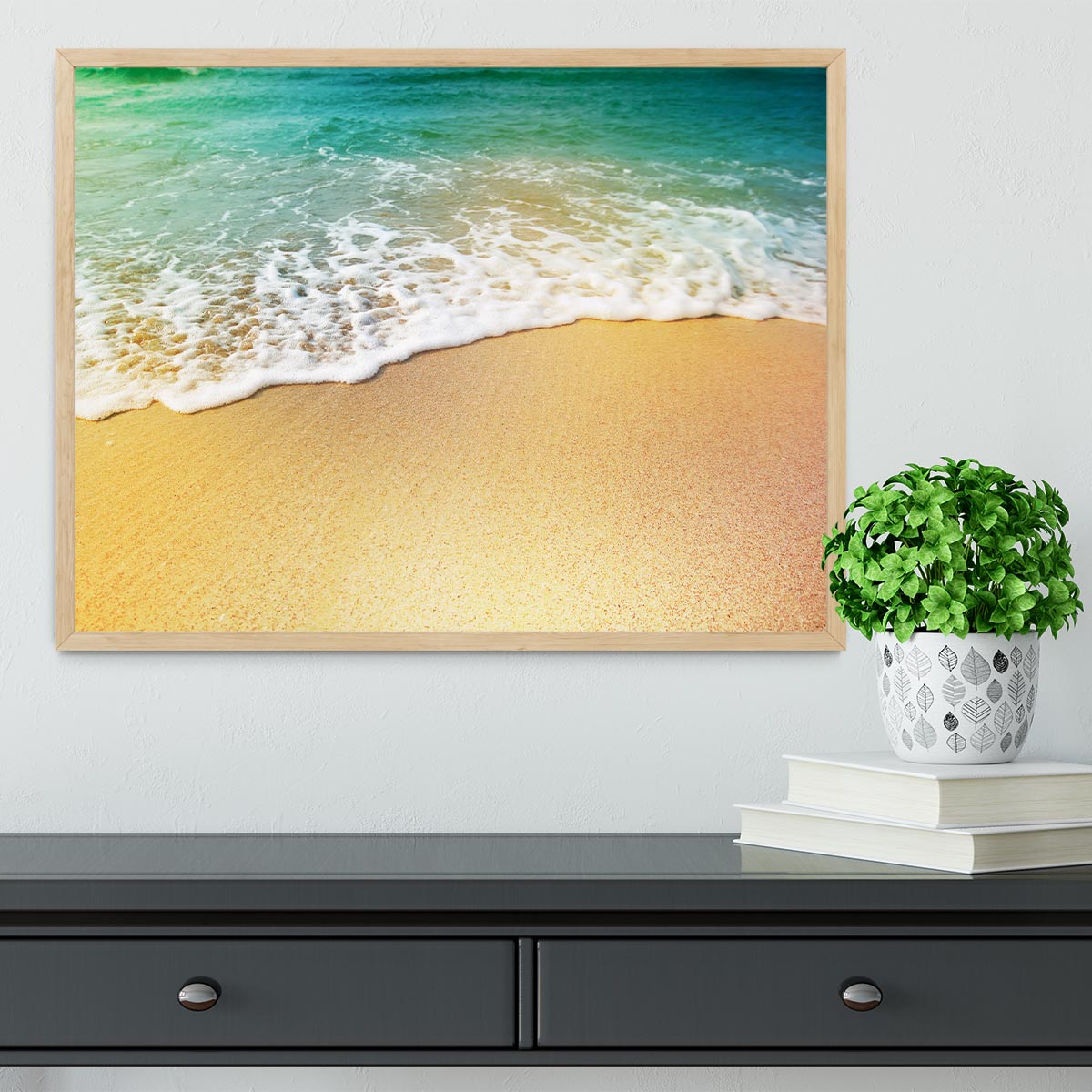 Wave of sea water and sand Framed Print - Canvas Art Rocks - 4