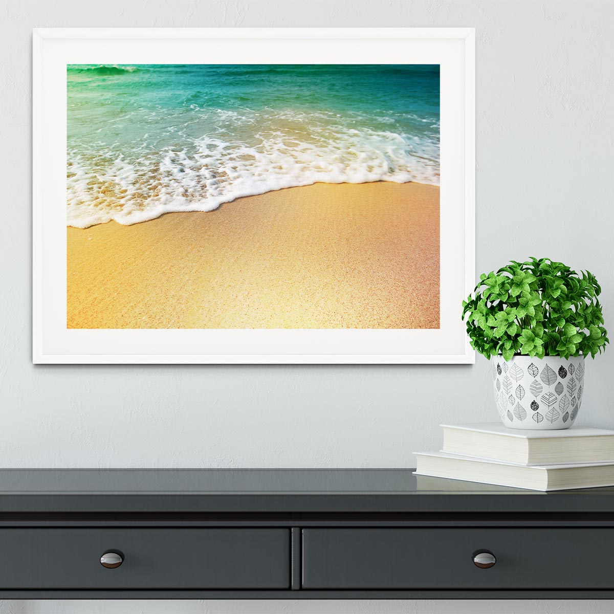 Wave of sea water and sand Framed Print - Canvas Art Rocks - 5
