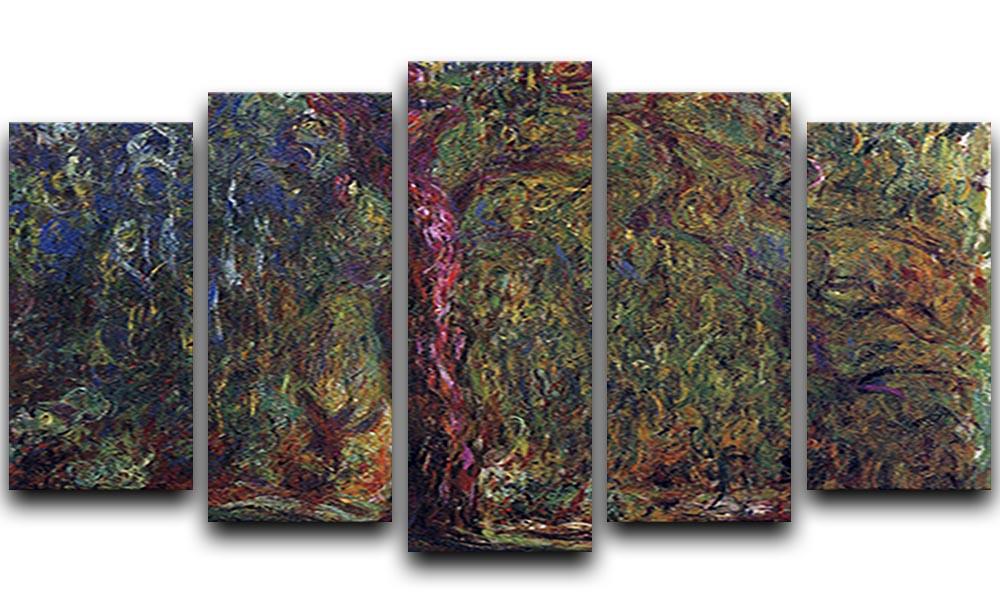 Weeping willow by Monet 5 Split Panel Canvas  - Canvas Art Rocks - 1