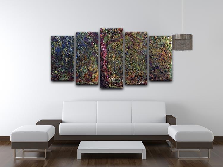 Weeping willow by Monet 5 Split Panel Canvas - Canvas Art Rocks - 3
