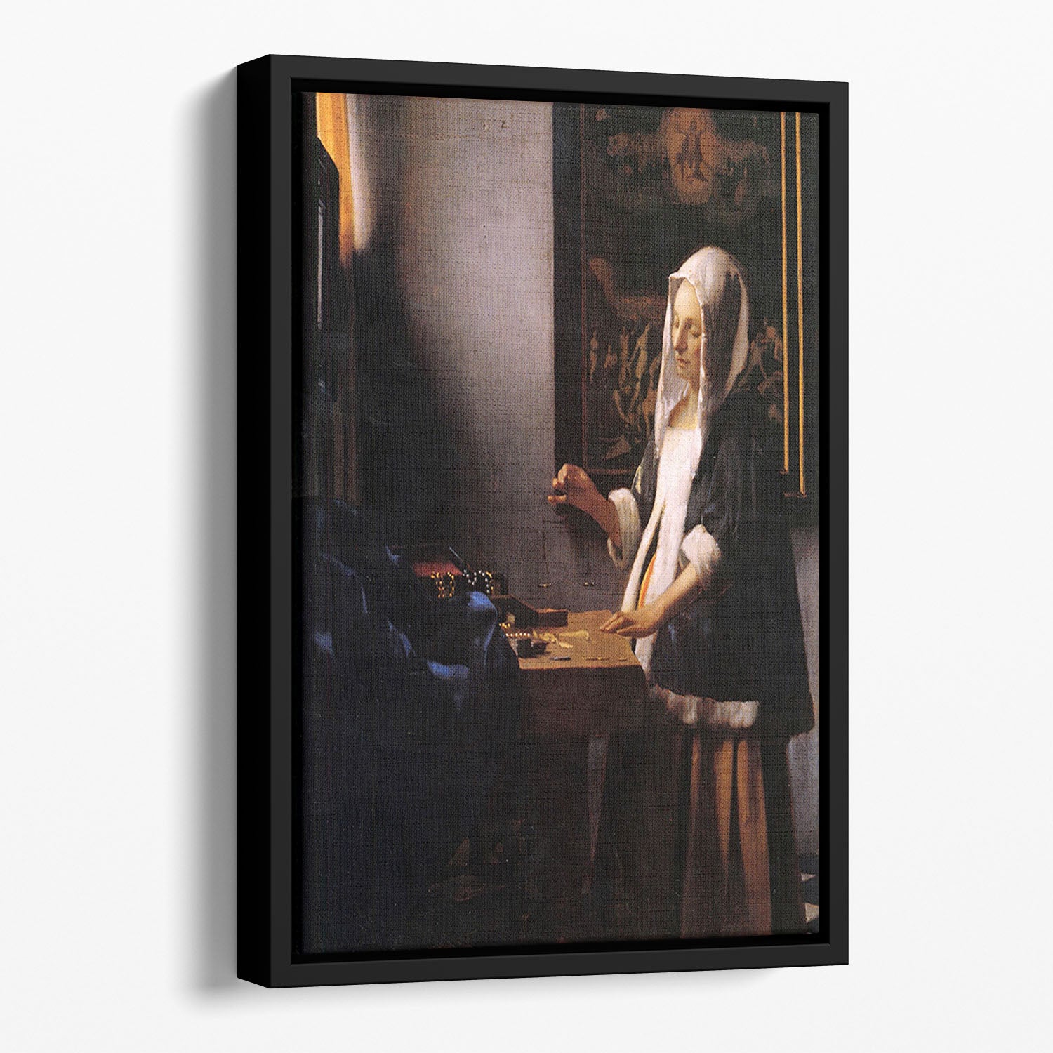Weights by Vermeer Floating Framed Canvas