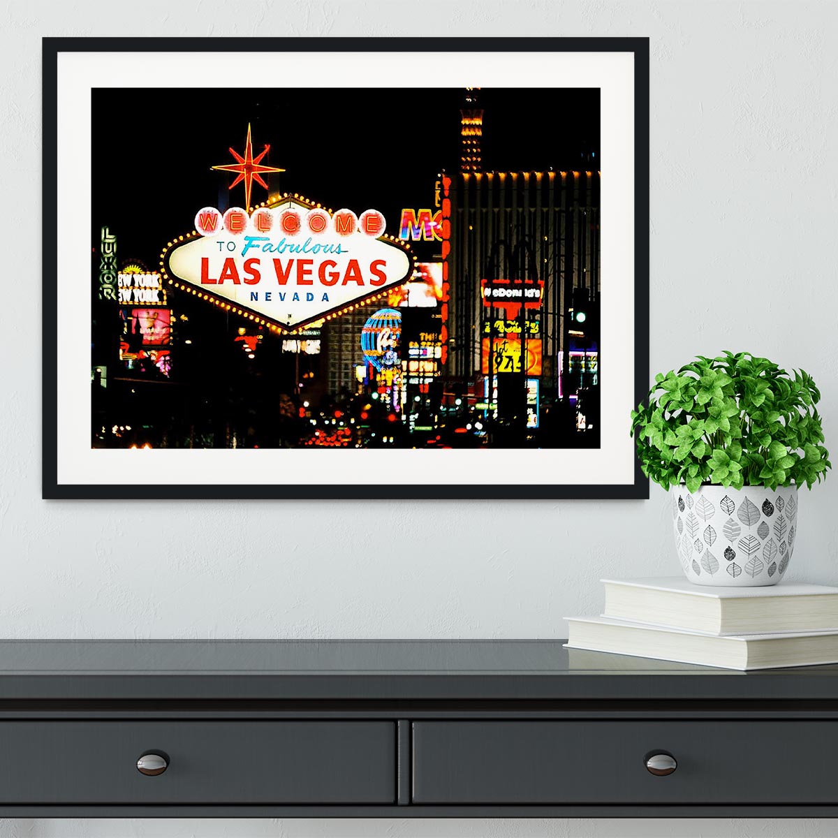 Welcome To Las Vegas At Night Framed Print - Canvas Art Rocks - 1