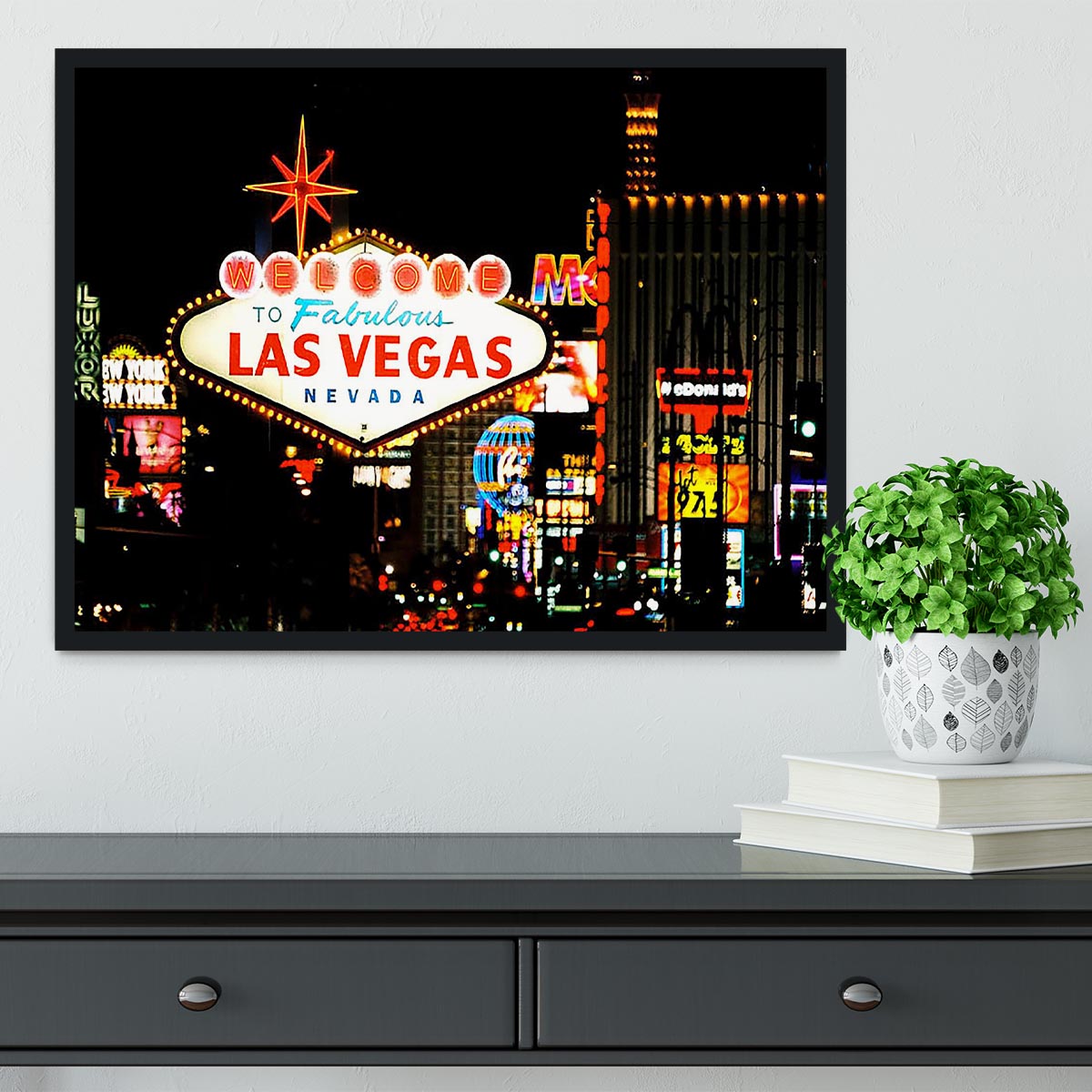 Welcome To Las Vegas At Night Framed Print - Canvas Art Rocks - 2