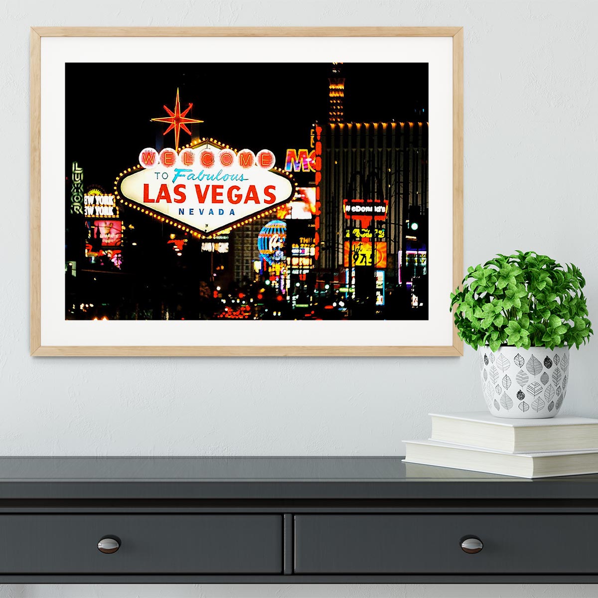 Welcome To Las Vegas At Night Framed Print - Canvas Art Rocks - 3