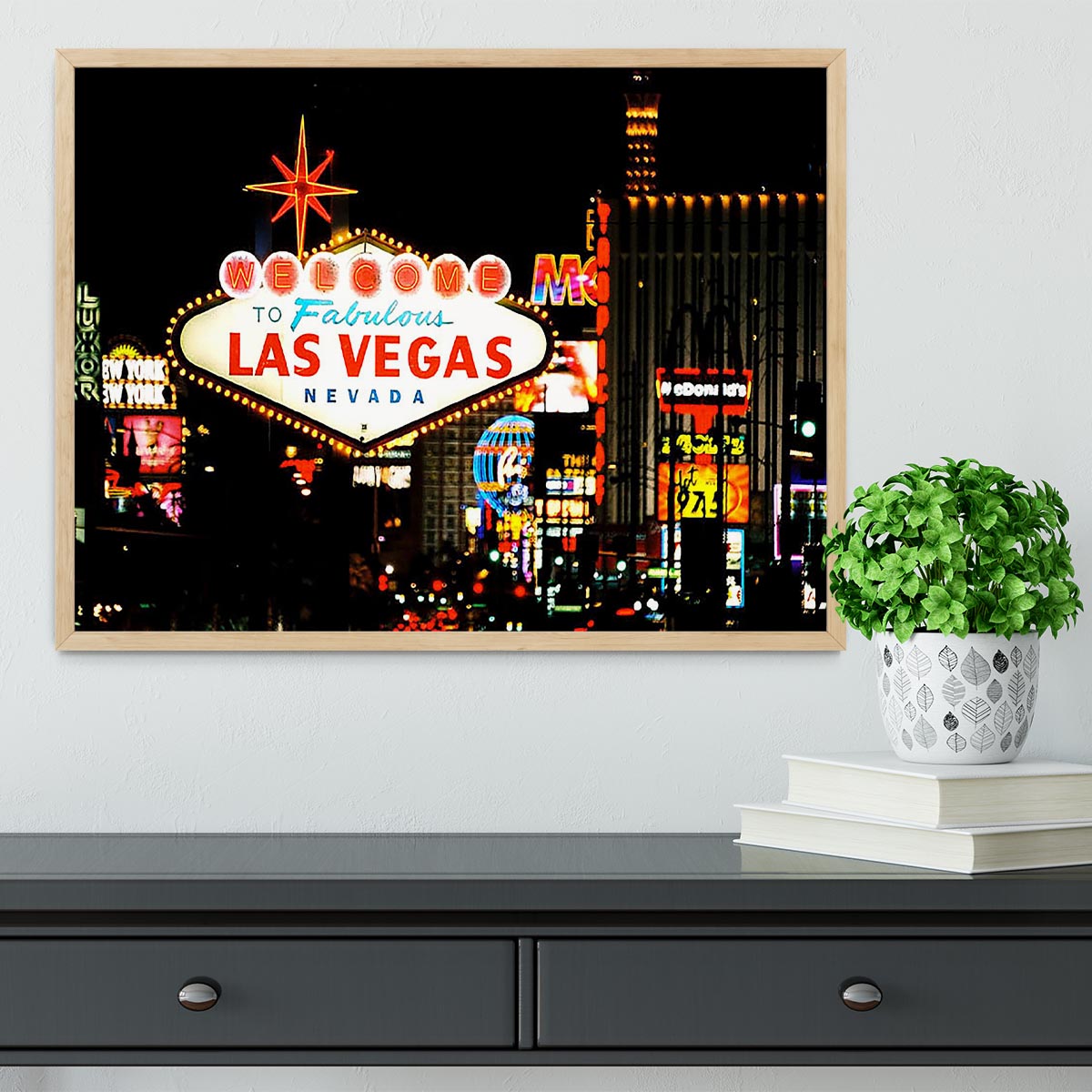 Welcome To Las Vegas At Night Framed Print - Canvas Art Rocks - 4