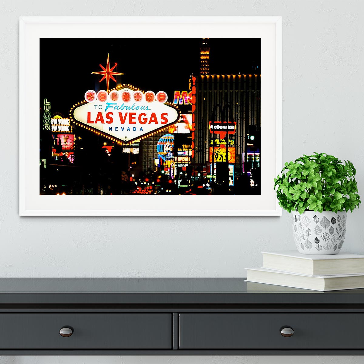 Welcome To Las Vegas At Night Framed Print - Canvas Art Rocks - 5