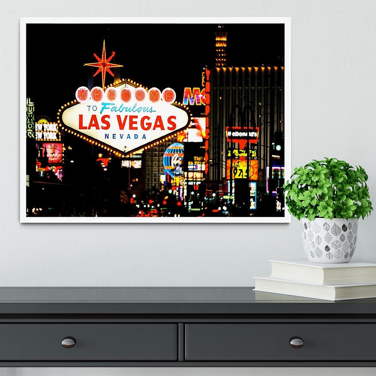Welcome To Las Vegas At Night Framed Print - Canvas Art Rocks -6