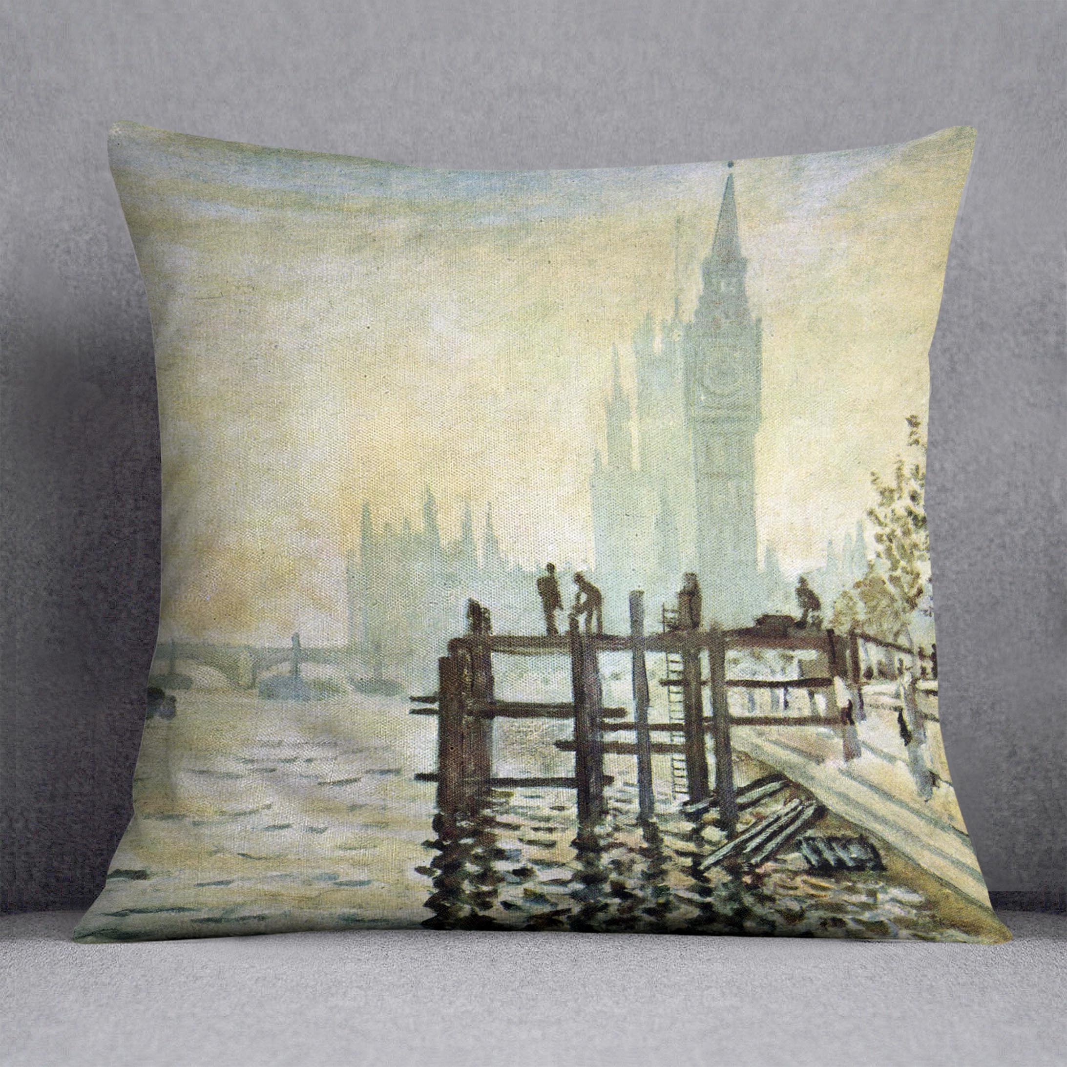 Westminster Bridge in London by Monet Cushion
