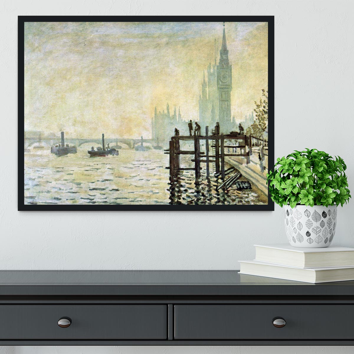 Westminster Bridge in London by Monet Framed Print - Canvas Art Rocks - 2