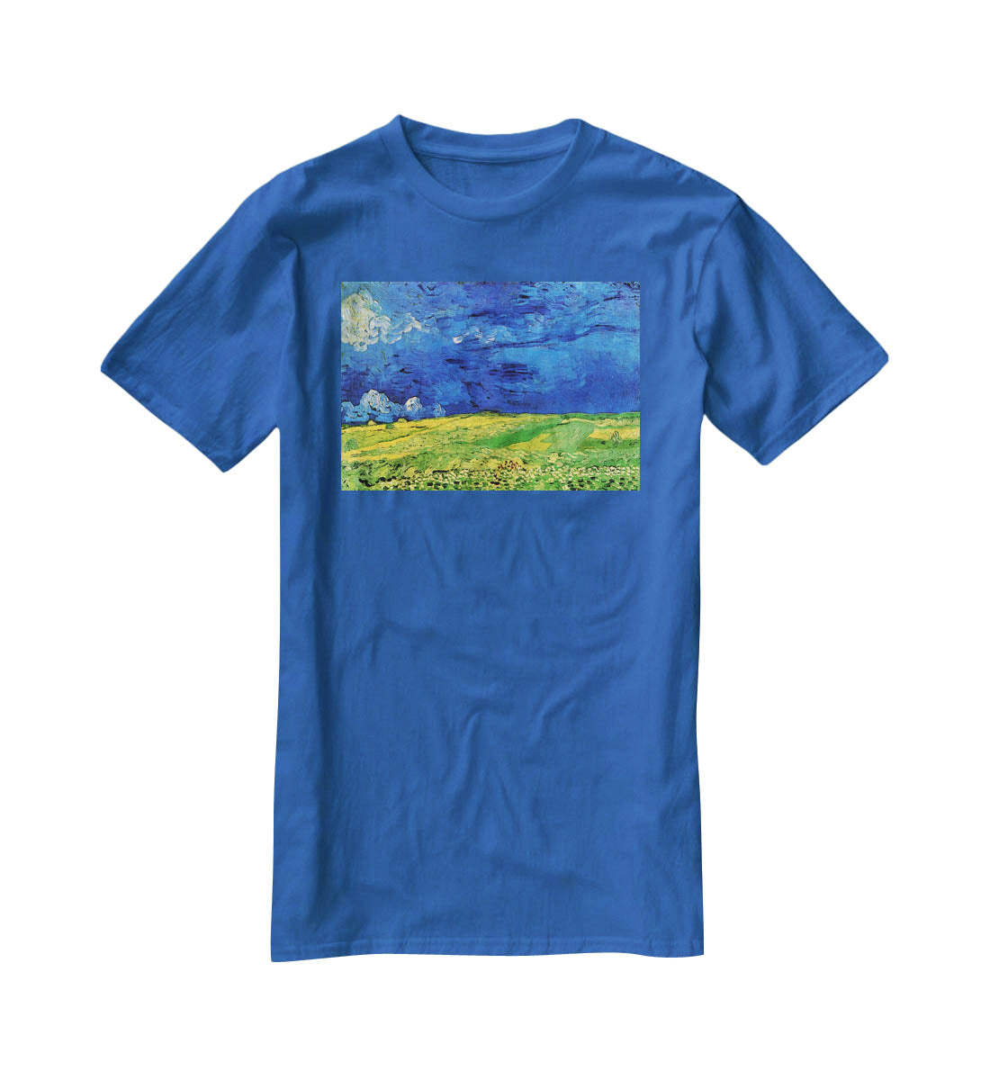 Wheat Field Under Clouded Sky by Van Gogh T-Shirt - Canvas Art Rocks - 2
