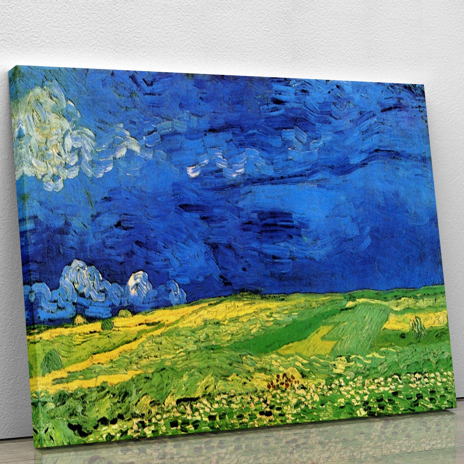 Wheat Field Under Clouded Sky by Van Gogh Canvas Print or Poster - Canvas Art Rocks - 1
