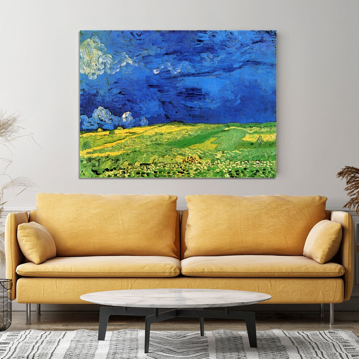 Wheat Field Under Clouded Sky by Van Gogh Canvas Print or Poster - Canvas Art Rocks - 4