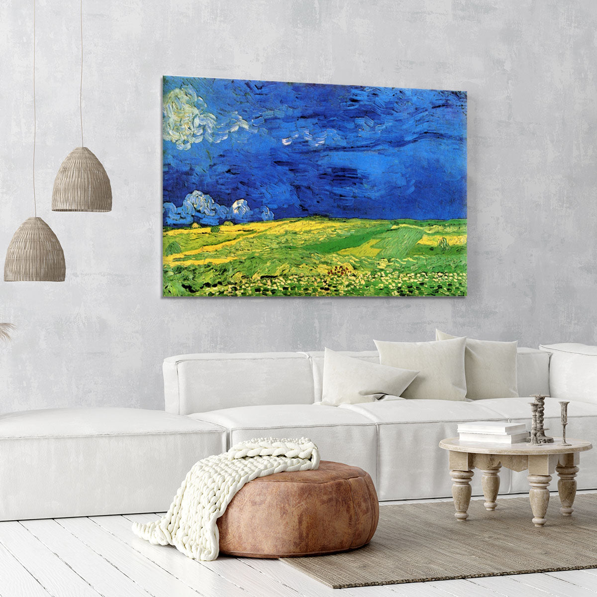 Wheat Field Under Clouded Sky by Van Gogh Canvas Print or Poster - Canvas Art Rocks - 6