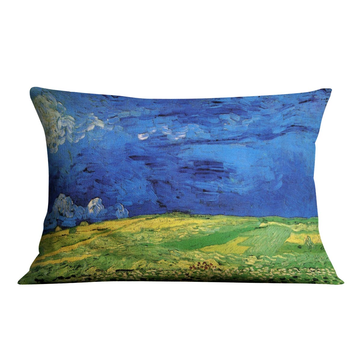 Wheat Field Under Clouded Sky by Van Gogh Cushion