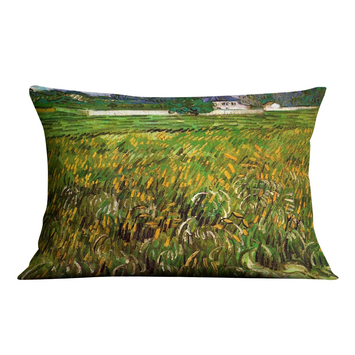 Wheat Field at Auvers with White House by Van Gogh Cushion
