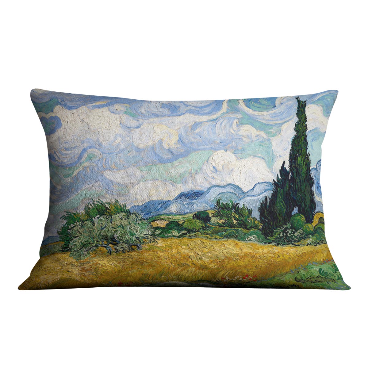 Wheat Field with Cypresses Cushion
