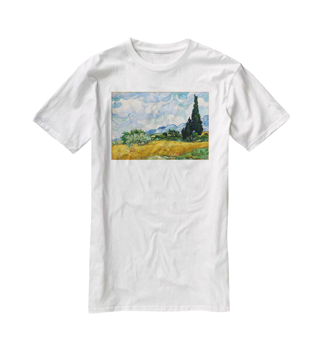 Wheat Field with Cypresses T-Shirt - Canvas Art Rocks - 5