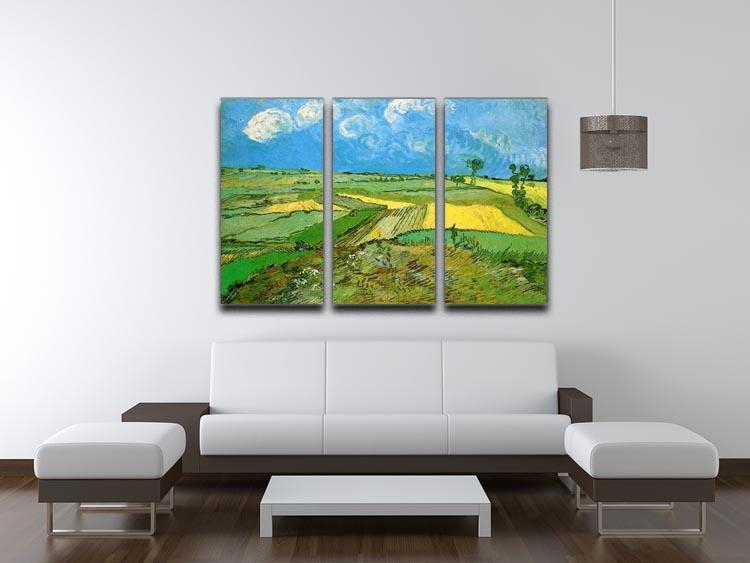 Wheat Fields at Auvers Under Clouded Sky by Van Gogh 3 Split Panel Canvas Print - Canvas Art Rocks - 4