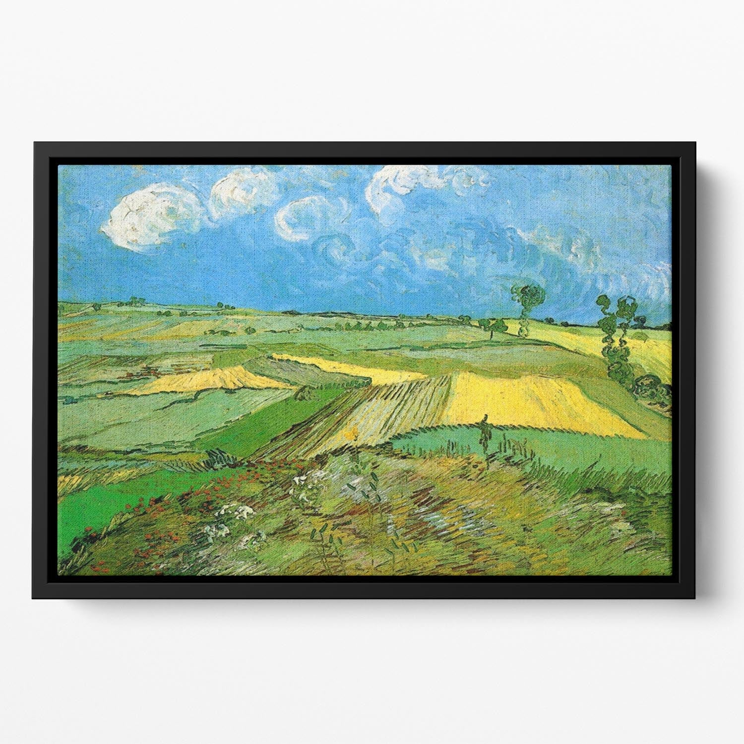 Wheat Fields at Auvers Under Clouded Sky by Van Gogh Floating Framed Canvas
