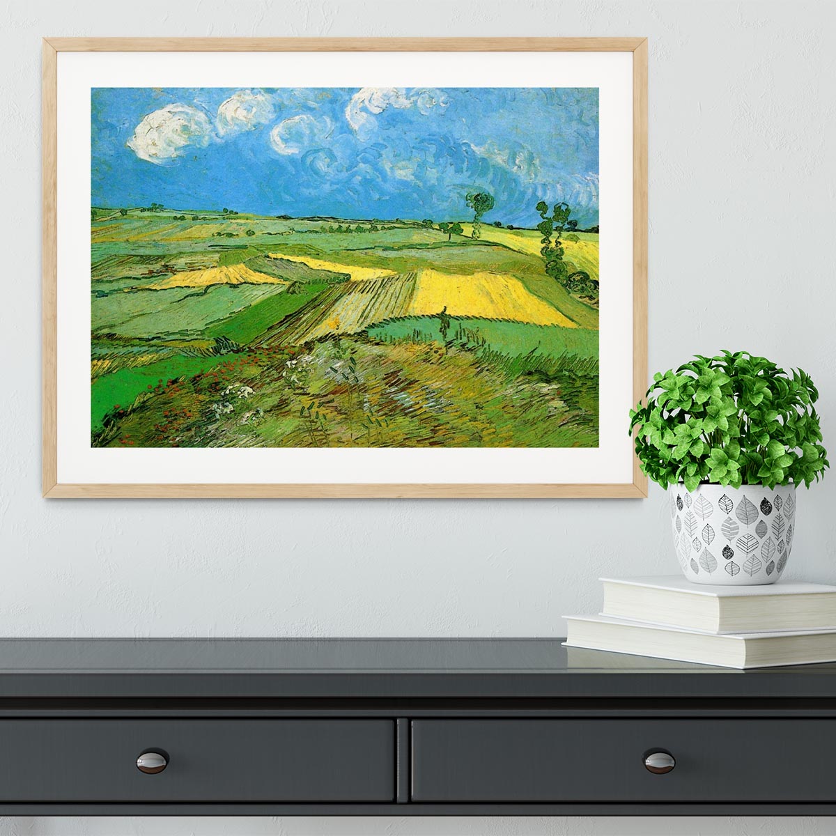 Wheat Fields at Auvers Under Clouded Sky by Van Gogh Framed Print - Canvas Art Rocks - 3