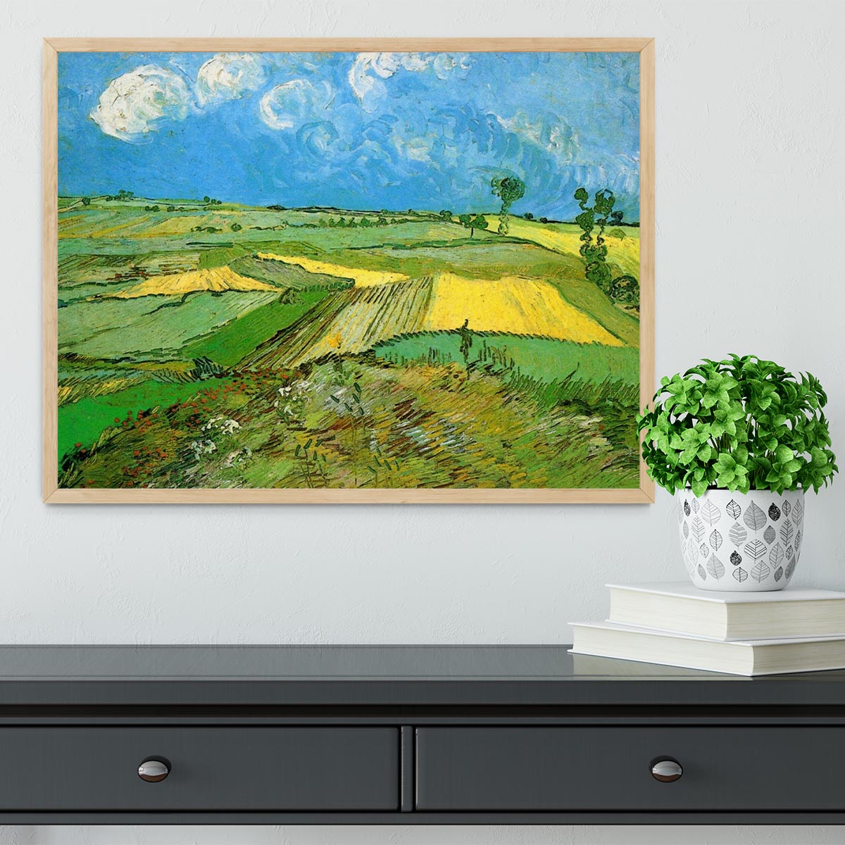 Wheat Fields at Auvers Under Clouded Sky by Van Gogh Framed Print - Canvas Art Rocks - 4
