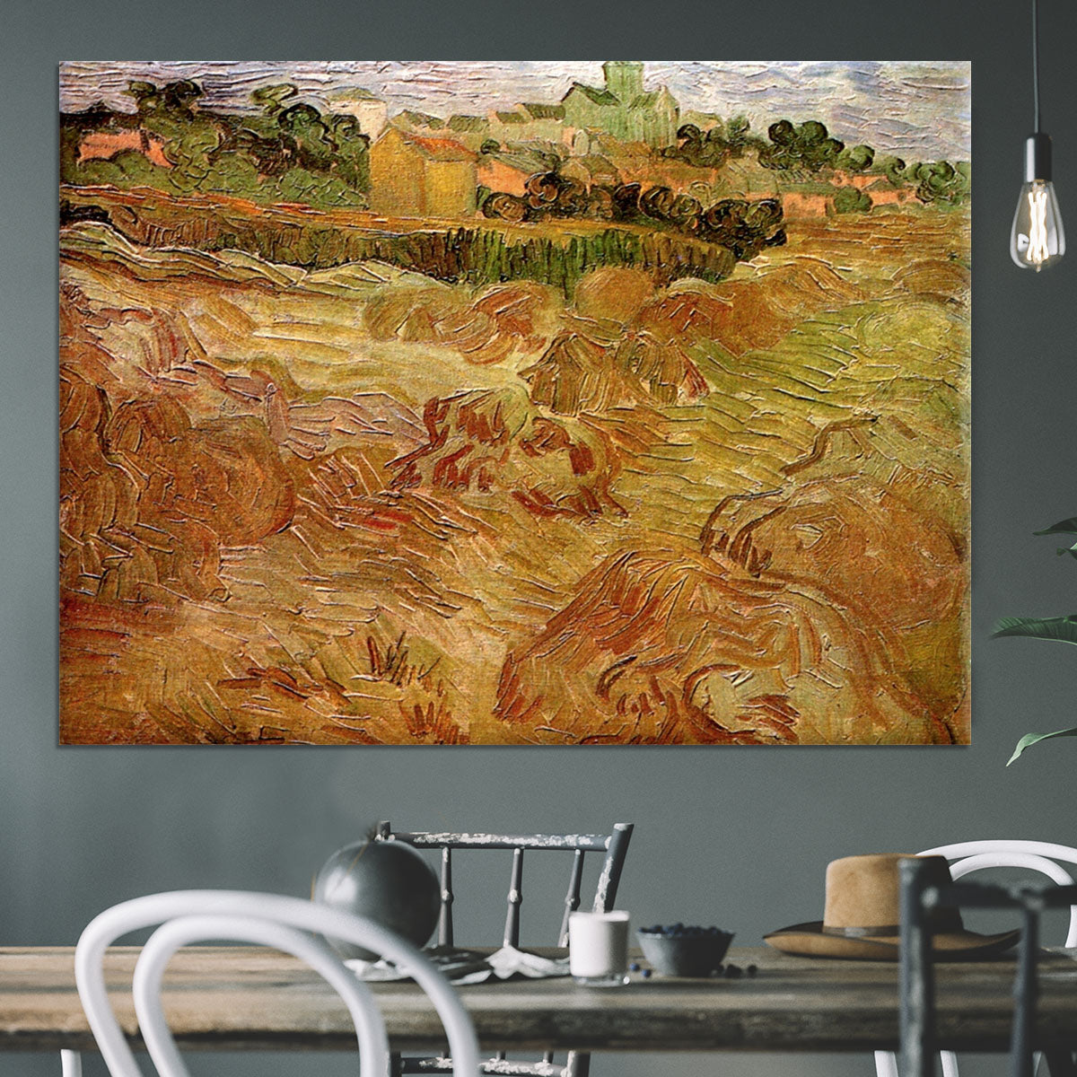 Wheat Fields with Auvers in the Background by Van Gogh Canvas Print or Poster - Canvas Art Rocks - 3