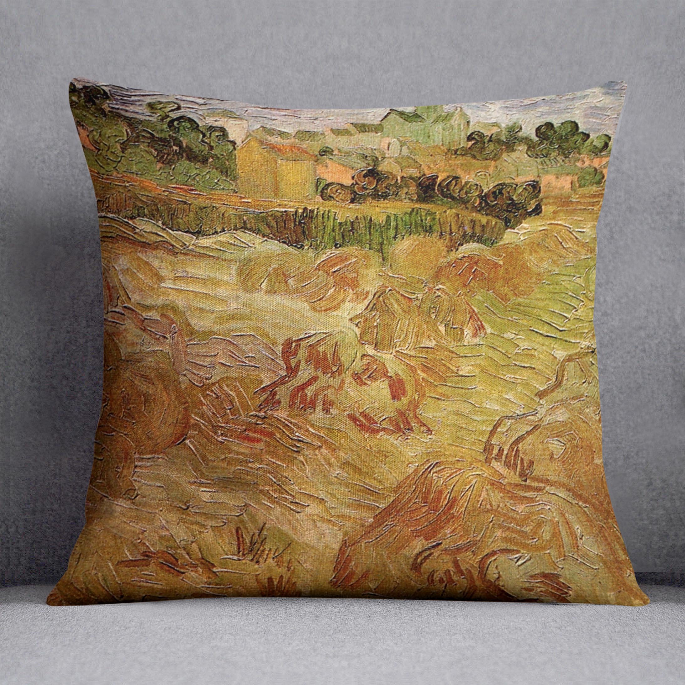 Wheat Fields with Auvers in the Background by Van Gogh Cushion