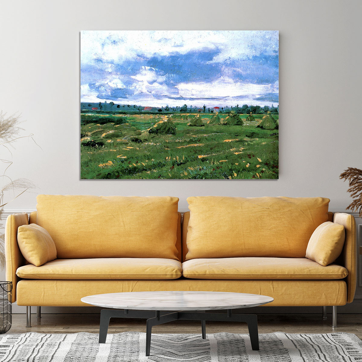 Wheat Fields with Stacks by Van Gogh Canvas Print or Poster - Canvas Art Rocks - 4