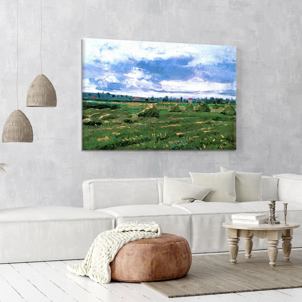 Wheat Fields with Stacks by Van Gogh Canvas Print or Poster - Canvas Art Rocks - 6