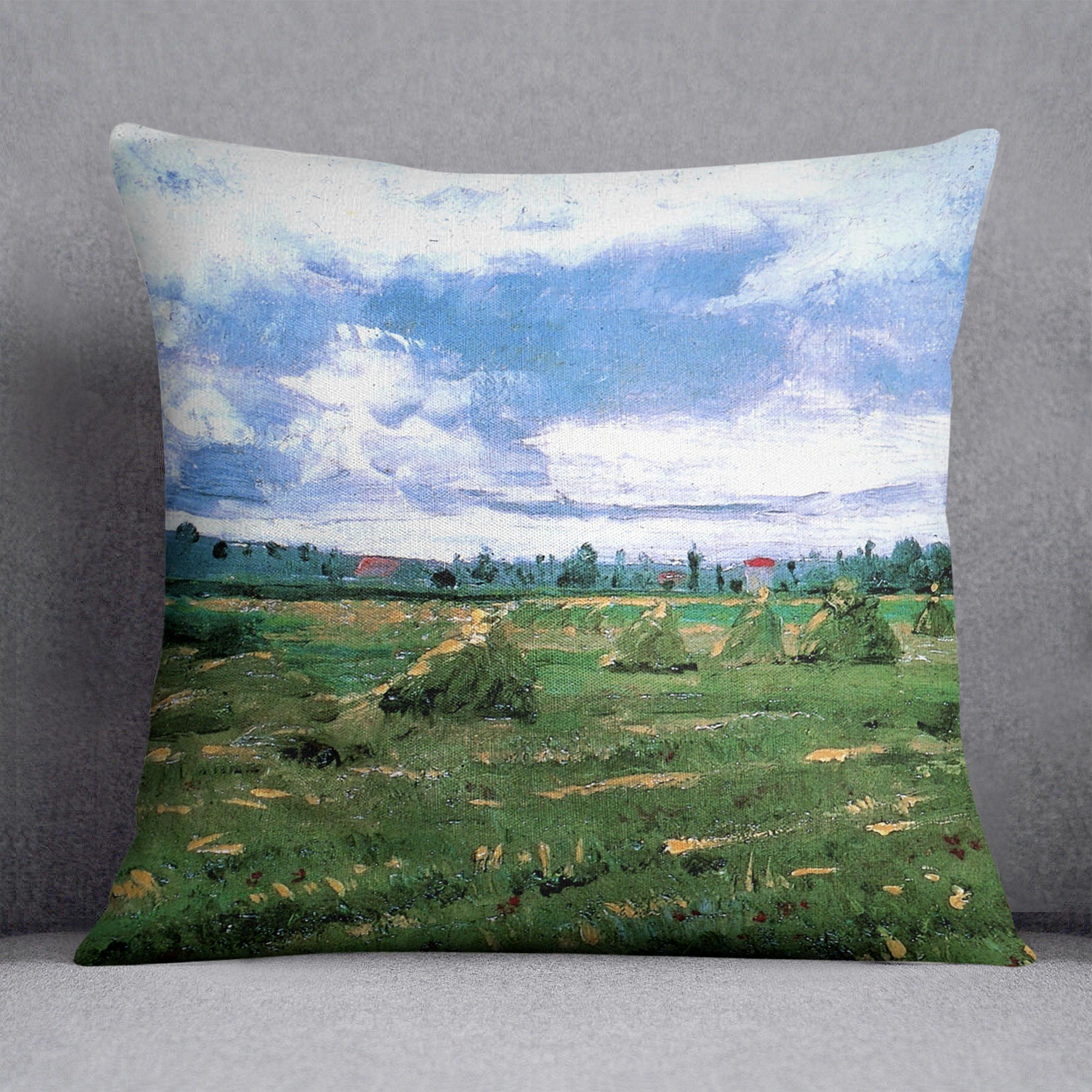 Wheat Fields with Stacks by Van Gogh Cushion