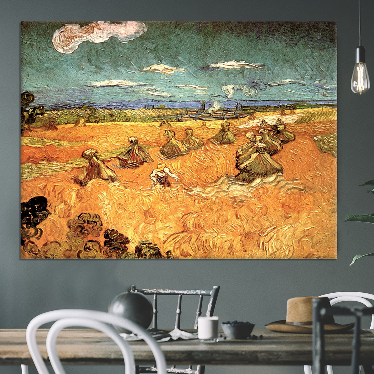 Wheat Stacks with Reaper by Van Gogh Canvas Print or Poster - Canvas Art Rocks - 3