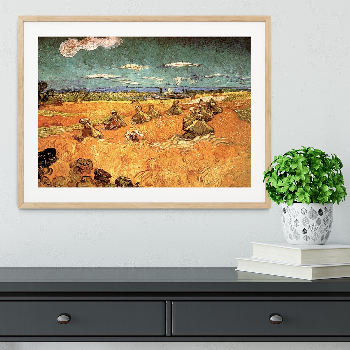 Wheat Stacks with Reaper by Van Gogh Framed Print - Canvas Art Rocks - 3
