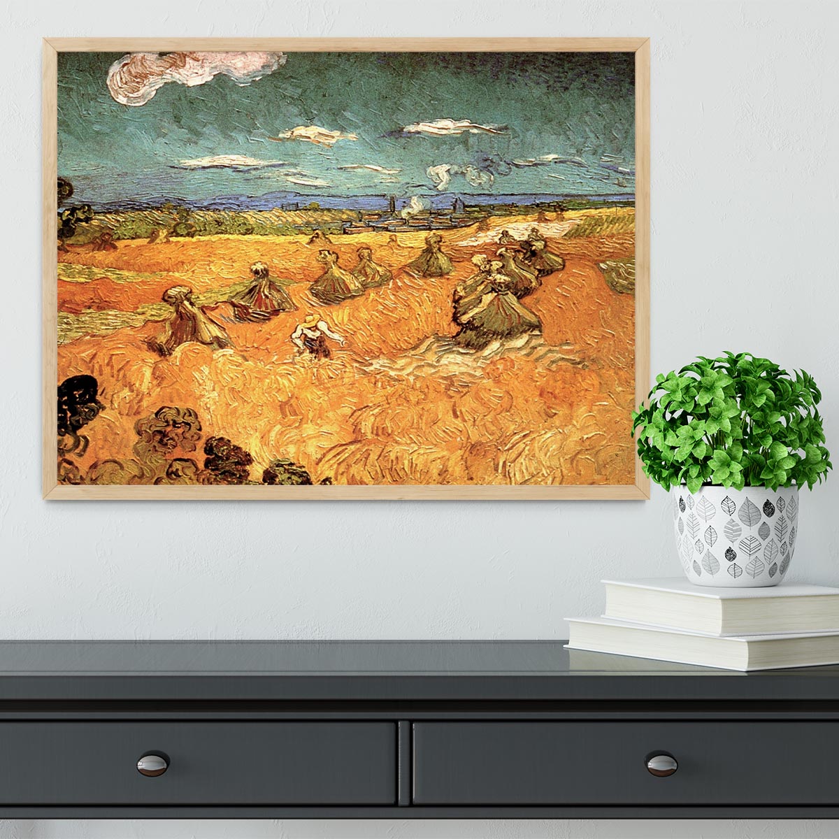 Wheat Stacks with Reaper by Van Gogh Framed Print - Canvas Art Rocks - 4