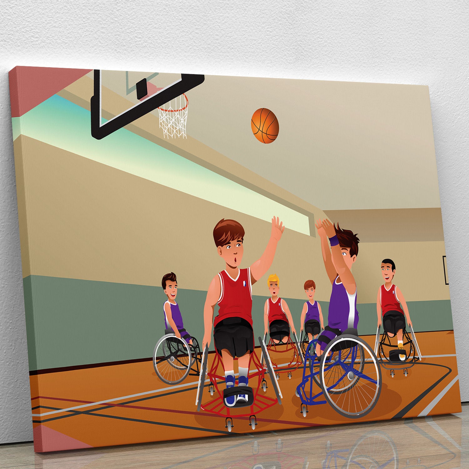 Wheelchairs playing basketball Canvas Print or Poster - Canvas Art Rocks - 1