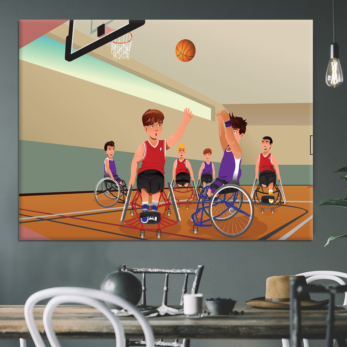 Wheelchairs playing basketball Canvas Print or Poster - Canvas Art Rocks - 3