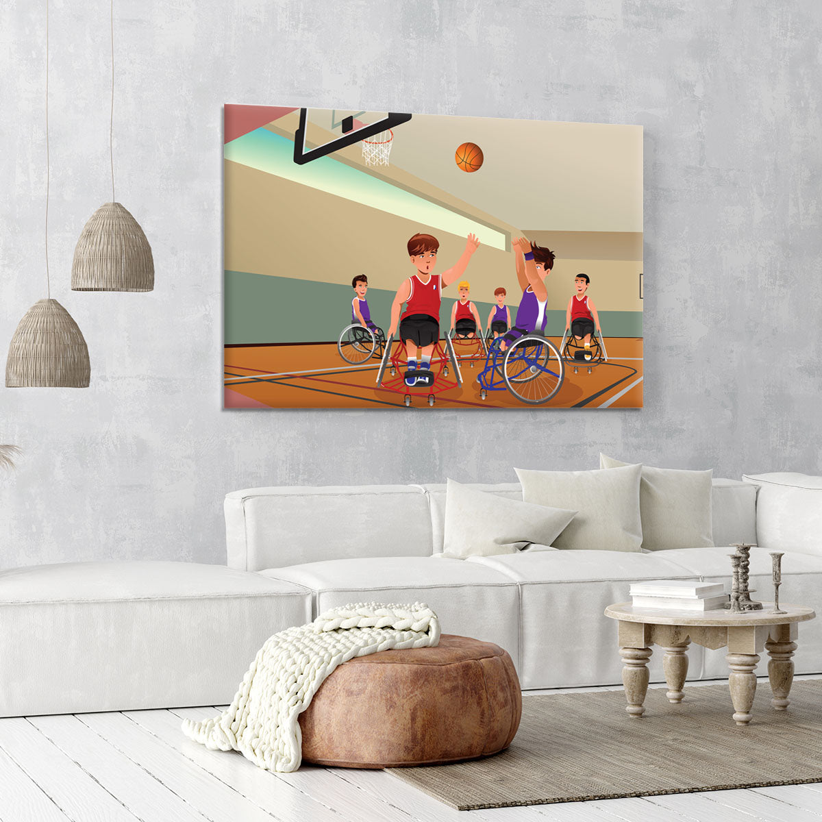 Wheelchairs playing basketball Canvas Print or Poster - Canvas Art Rocks - 6